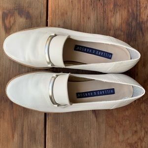 White Leather Loafers with Buckle